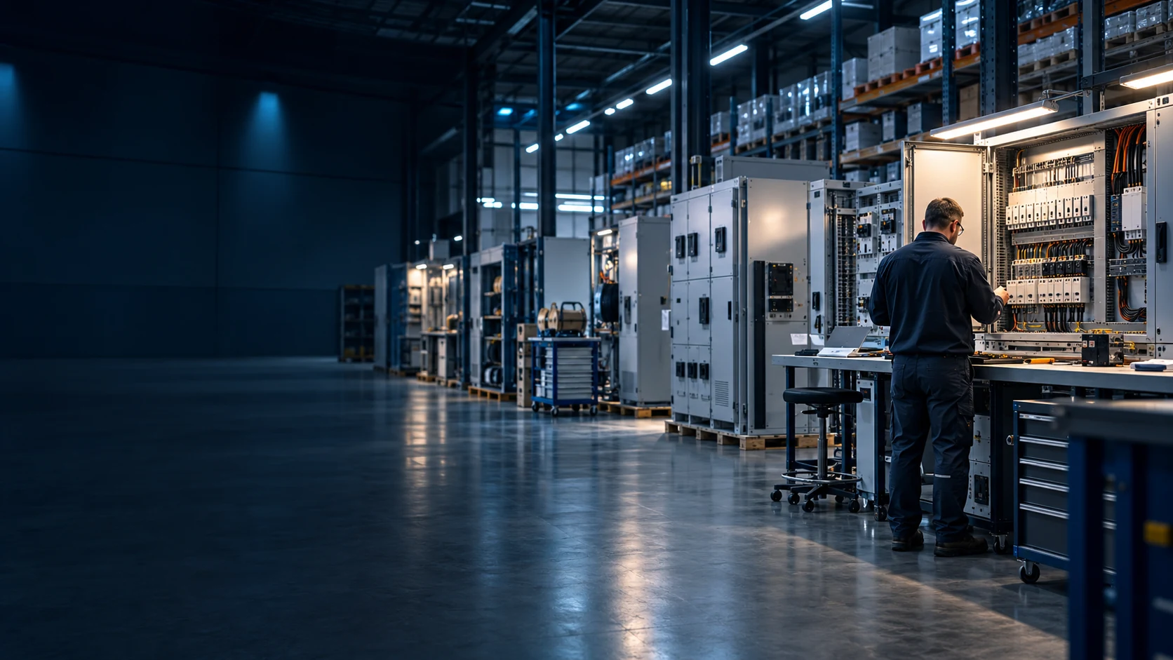 Elektrik panolarının hazırlandığı modern teknik operasyon alanı